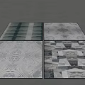 Stylish Modern Square Rugs With Various Abstract Patterns And Geometric Designs 3d model