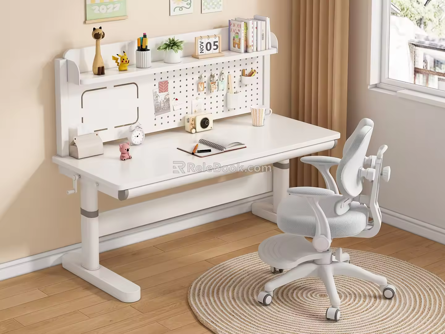 Modern Children's Study Table and Chair Lifting Table and Chair Student Table Desk and Chair Learning Stationery 3d model
