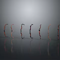 A Row of Decorative Bows with Diverse Designs on Gray Background and Floor Reflections
