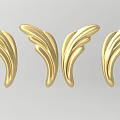 Four Golden Leaf Or Feather Shaped Carvings As Elegant Decorative Elements 3d model
