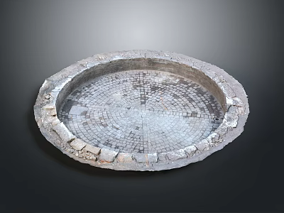 Ancient Scenic Circular Stone Structure With Paved Surface And Stone Edges 3d model