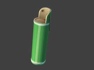 Green Cylindrical Wine Bottle With Beige Wooden Lid And Wine Glass 3d model