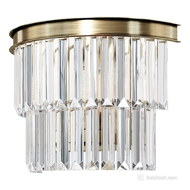 Brass and Crystal Wall Lamp with Elegant Decorative Design for Home Lighting 3d model 