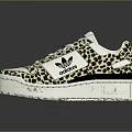 Adidas White Leopard Print Casual Sneakers With Three Stripes Logo And White Sole