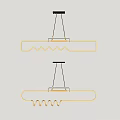 Modern Pendant Lights With Linear Geometric Shape Black Hanging Fixture And LED Glow