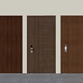 Three Modern Wooden Swing Doors With Metal Handles For Home Interior Design