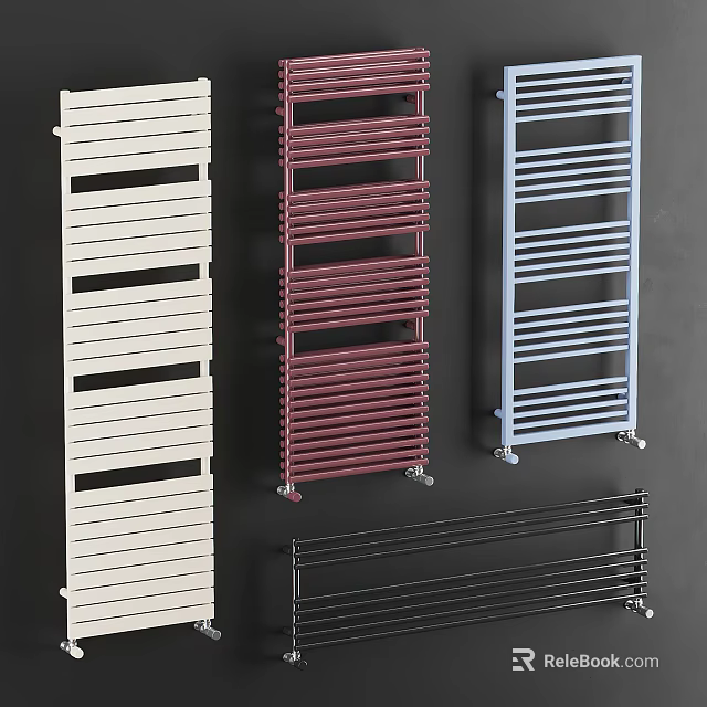 Bathroom Rack with White Red Blue Black Colors Modern Metal Wall Mounted Design 3d model 