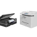 Modern Office Electronics Featuring Flatbed Scanner and Multifunction Printer with LCD 3d model