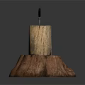 Rustic Wooden Stump With Embedded Axe And Natural Wood Texture 3d model