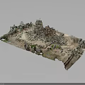 Detailed Ancient Ruins Model Featuring Stone Structures And Overgrown Vegetation 3d model