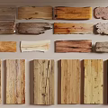 Collection of Natural Stone and Wood Samples with Varied Textures and Colors