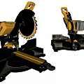Dual Industrial Miter Saws Featuring Black Yellow Design Circular Blades Powerful Motors Stable Bases