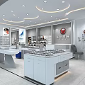 Modern Eyewear Store Interior With Glasses Display Shelves And Counter 3d model