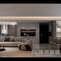 Modern Minimalist Living And Dining Room With Comfortable Furniture And Warm Ambient Lighting Design