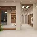 Modern Women's Clothing Store With Wooden Decor Mannequins Display Green Plants And Lighting