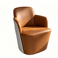 Modern Brown Leather Sofa Stool With Sleek Armrests And Rounded Design