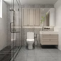 Modern Bathroom Interior Design With Glass Shower Toilet Vanity And Mirror