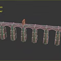 Red Brick Viaduct Model With Multiple Arches Piers And Reflections Below