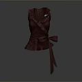 Copper Ruffled High Neck Dress With Decorative Bow And Elegant Fabric Design