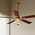 Wooden Blades Ceiling Fan With Light And Golden Frame For Indoor Home Decor