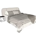 Elegant Double Bed With White Bedding Gray Pillows And Cozy Blanket 3d model