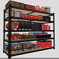 Metal Garage Shelving Unit Organizing Tires Buckets Toolboxes Cables And Generators