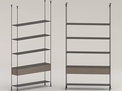 Modern Bookshelf Design With Metal Frame And Wooden Open Shelves 3d model