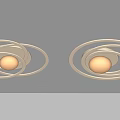 Modern Style Ceiling Light With Circular White Rings And Soft Illuminating Bulb 3d model