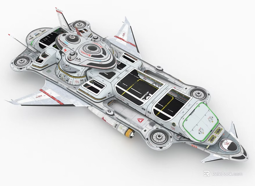 Futuristic Mechanical Spacecraft Model With Transparent Cockpit Detailed Wings And Circular Components 3d model 