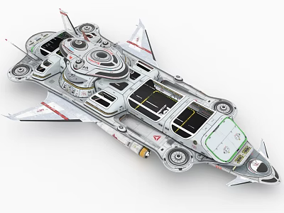 Futuristic Mechanical Spacecraft Model With Transparent Cockpit Detailed Wings And Circular Components 3d model