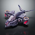 Futuristic Sci Fi Spaceship With Streamlined Design And Glowing Red Gray Engines 3d model