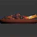 Juicy Grilled Lamb Chop On Black Plate With Rosemary And Sea Salt Garnish