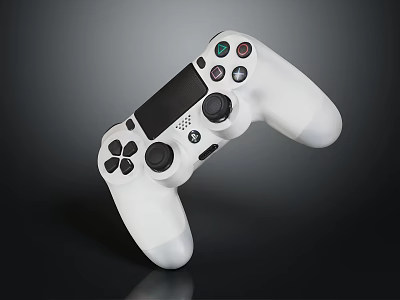Ergonomic White Electronic Gaming Controller With Responsive Buttons Joysticks And Touchpad 3d model