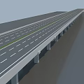 Road Infrastructure With Concrete Pillars And Elongated Support Structure Design 3d model