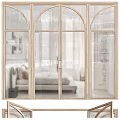 Modern Double Doors With Wooden Frame And Glass Panels In Interior Space