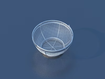 Sturdy Silver Metal Mesh Basket for Kitchen Food Storage and Organization 3d model