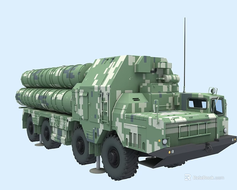 Military Function Vehicle With Camouflage Paint Missile Launch System And Multi Wheel Design 3d model 