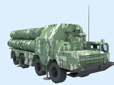 Military Function Vehicle With Camouflage Paint Missile Launch System And Multi Wheel Design 3d model