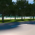 Outdoor Sports Facility With Basketball Courts Green Surfaces Fences Trees And Blue Sky
