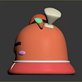 Playful Orange 3D Game Character With Red Hat Horn Pink Cheeks And Angry Expression