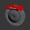 Red Brembo Brake Caliper With Ventilated Silver Disc Rotor Assembly 3d model