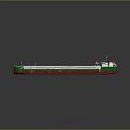3D Model Design of Cargo Ships With White Green Red Hull and Long Deck