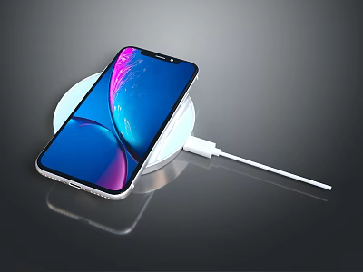 Modern Slim Laptop Charging On Wireless Charger Pad With USB Power Cable 3d model