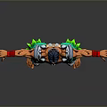 Muscular Man With Green Pants Metal Armor And Red Wristbands Arms Outstretched