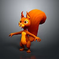 Cute Cartoon Squirrel Character 3D Model With Orange Fur Big Tail And Standing Pose