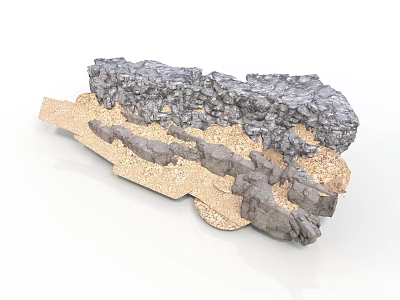Modern 3D Geological Model Displaying Rock Formation And Sand Terrain Structure 3d model