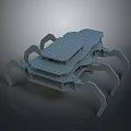 Mechanical Crab Structure With Layered Perforated Platform And Articulated Mechanical Legs 3d model