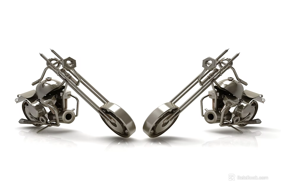 Vintage Metal Motorcycle Shaped Decorative Ornament Set For Home Tabletop Decor 3d model 