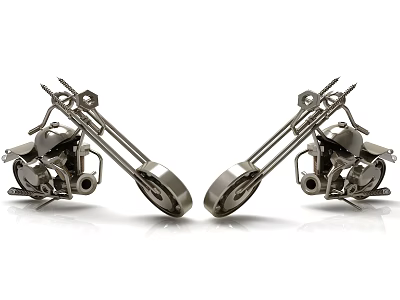 Vintage Metal Motorcycle Shaped Decorative Ornament Set For Home Tabletop Decor 3d model