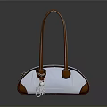 Stylish White Handbag With Brown Handles Textured Surface And Small Charm For Daily Use